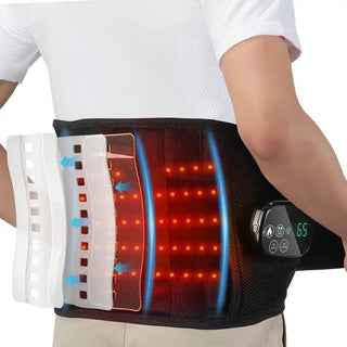 COMFIER Cordless Heating Pad for Back,With Red Light Therapy 660&850nm Lower Back Massager, Heated Back Brace with 3 Heating & Vibration Modes, Lumbar Support Belt for Men & Women (GREY RED LIGHT THERAPY)