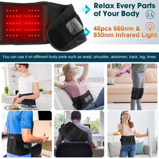 COMFIER Cordless Heating Pad for Back,With Red Light Therapy 660&850nm Lower Back Massager, Heated Back Brace with 3 Heating & Vibration Modes, Lumbar Support Belt for Men & Women (GREY RED LIGHT THERAPY)