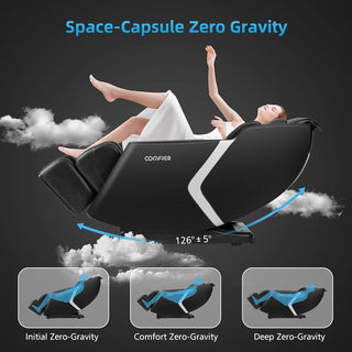 COMFIER Full Body Massage Chair, Massage Recliner Chair, 4D Shiatsu Deep Tissue Massage Chair, 6 Auto Program, Zero Gravity & Heating & Air Compression & Foot Massage (Black)