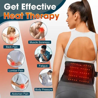 COMFIER Cordless Heating Pad for Back,With Red Light Therapy 660&850nm Lower Back Massager, Heated Back Brace with 3 Heating & Vibration Modes, Lumbar Support Belt for Men & Women (GREY RED LIGHT THERAPY)