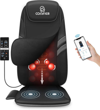 COMFIER Back Massager for Back Pain,APP Control, Shiatsu Massage Chair Pad,Electric Chair Massagers with Heat,Seat Cushion for Office,Home,Ideal Gifts for Mom,Dad,Him,Her (Black (app control))