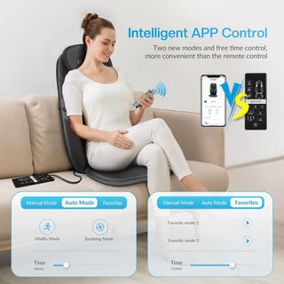 COMFIER Back Massager for Back Pain,APP Control, Shiatsu Massage Chair Pad,Electric Chair Massagers with Heat,Seat Cushion for Office,Home,Ideal Gifts for Mom,Dad,Him,Her (Black (app control))