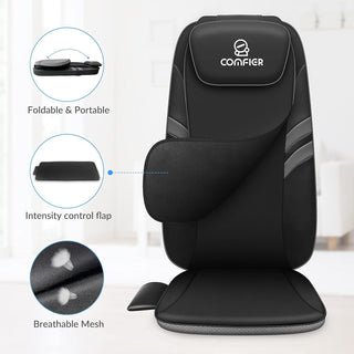 COMFIER Back Massager for Back Pain,APP Control, Shiatsu Massage Chair Pad,Electric Chair Massagers with Heat,Seat Cushion for Office,Home,Ideal Gifts for Mom,Dad,Him,Her (Black (app control))