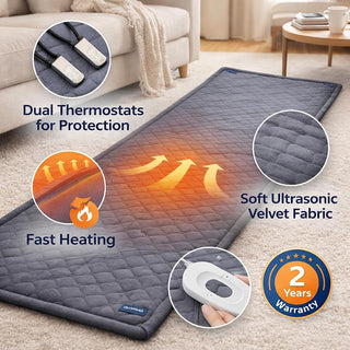Comfier Electric Heating Pad Pain Relief - Large Heating Warmer Pad for Muscle,Shoulder, Abdominal, Knee, Neck, Back & Period Cramps with Auto Heat Control Technology (68*27 inches) 2 years warranty (DARK GREY)