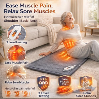 Comfier Electric Heating Pad Pain Relief - Large Heating Warmer Pad for Muscle,Shoulder, Abdominal, Knee, Neck, Back & Period Cramps with Auto Heat Control Technology (68*27 inches) 2 years warranty (DARK GREY)