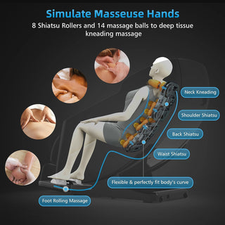 COMFIER Full Body Massage Chair, Massage Recliner Chair, 4D Shiatsu Deep Tissue Massage Chair, 6 Auto Program, Zero Gravity & Heating & Air Compression & Foot Massage (Black)