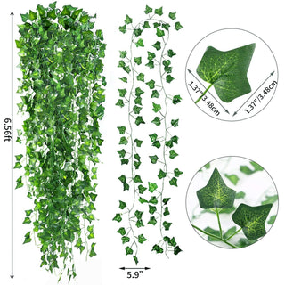 CEWOR 14 Pack 98 Feet Fake Ivy Leaves Artificial Ivy Leaves Greenery Garlands Hanging Plant Vine Party Garden Wall Decoration