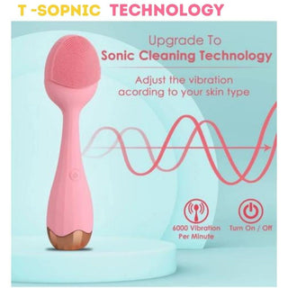 NIVKART Sonic Facial Cleansing Massager, Smart Facial Cleansing Device with Silicone Brush & Anti-Aging Massager, Waterproof Sonic Glow Vibration Technology - Lift, Firm, and Tone Skin on Face - nivkart.com