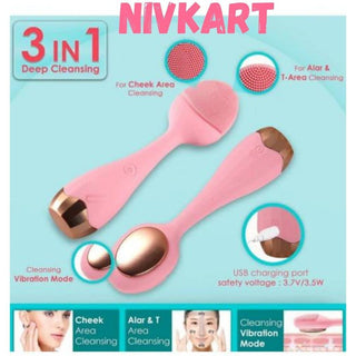 NIVKART Sonic Facial Cleansing Massager, Smart Facial Cleansing Device with Silicone Brush & Anti-Aging Massager, Waterproof Sonic Glow Vibration Technology - Lift, Firm, and Tone Skin on Face - nivkart.com