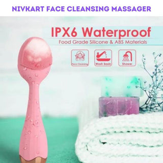 NIVKART Sonic Facial Cleansing Massager, Smart Facial Cleansing Device with Silicone Brush & Anti-Aging Massager, Waterproof Sonic Glow Vibration Technology - Lift, Firm, and Tone Skin on Face - nivkart.com