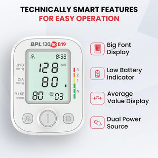 BPL B19 Digital Blood Pressure Monitor Fully Automatic BP Checking Machine with USB, LCD Display, 3 Years Warranty - nivkart.com