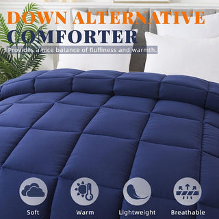 NIVGROW Down Alternative Reversible Ultra Soft Comforter - All Season Soft Quilted King Size Bed Comforter with Ultrasoft Microfiber - Winter Summer Warm Fluffy 274 * 239 (CMS) (Blue) - nivkart.com