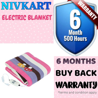 NIVGROW Ultra Premium Bed Warmer Electric Blanket with Dual Controller Size 180 * 150 CMS Shockproof - nivkart.com