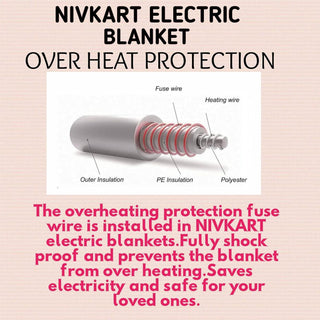 NIVGROW Ultra Premium Bed Warmer Electric Blanket with Dual Controller Size 180 * 150 CMS Shockproof - nivkart.com