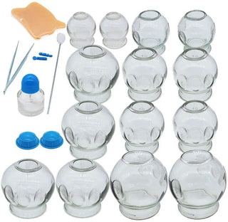 NIVKART Chinese Medical Magnetic Acupuncture Vacuum Cupping Set OF 16 |Cupping therapy set | Accupuncture Cupping Therapy For Pain Relief Anti Slip | Hijama Fire Glass Cupping Set - nivkart.com