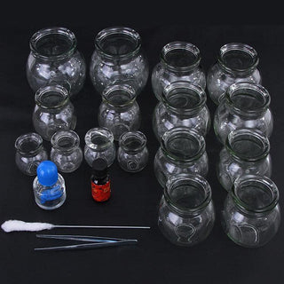 NIVKART Chinese Medical Magnetic Acupuncture Vacuum Cupping Set OF 16 |Cupping therapy set | Accupuncture Cupping Therapy For Pain Relief Anti Slip | Hijama Fire Glass Cupping Set - nivkart.com