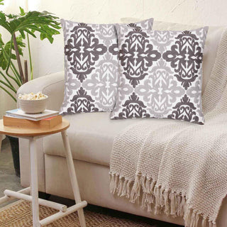 NIVKART Decorative Cotton Hand Made Embroided Throw/Pillow Cushion Covers (16 X 16 INCHES) Set of 2 PCS | Sofa Cushion Cover Set | Designer Cushion Cover Set | (Black & White) - nivkart.com