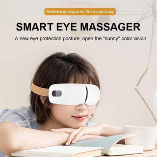 NIVKART Expert Rechargeable 6-in-1 Eye Massager with Heat, Bluetooth, Music, Voice, Sleep and 3D Massage for Reduced Eye Strain Dark Circles Dry Eyes, 4 Modes for Total Comfort, White - nivkart.com