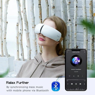 NIVKART Expert Rechargeable 6-in-1 Eye Massager with Heat, Bluetooth, Music, Voice, Sleep and 3D Massage for Reduced Eye Strain Dark Circles Dry Eyes, 4 Modes for Total Comfort, White - nivkart.com