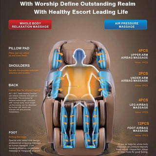 NIVKART Luxury Premium Massage Chair Full Body with Voice Control | Home Stress Relief 3D Massage Chair with SL Track Zero Gravity with Back Foot and Calf Heating Multiple Massage Mode - nivkart.com